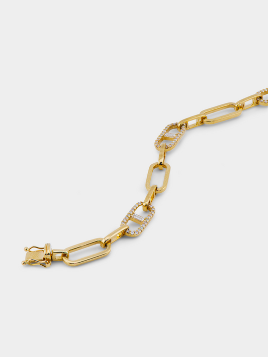 Mélange Diamond Paper Clip Bracelet - 18K Yellow