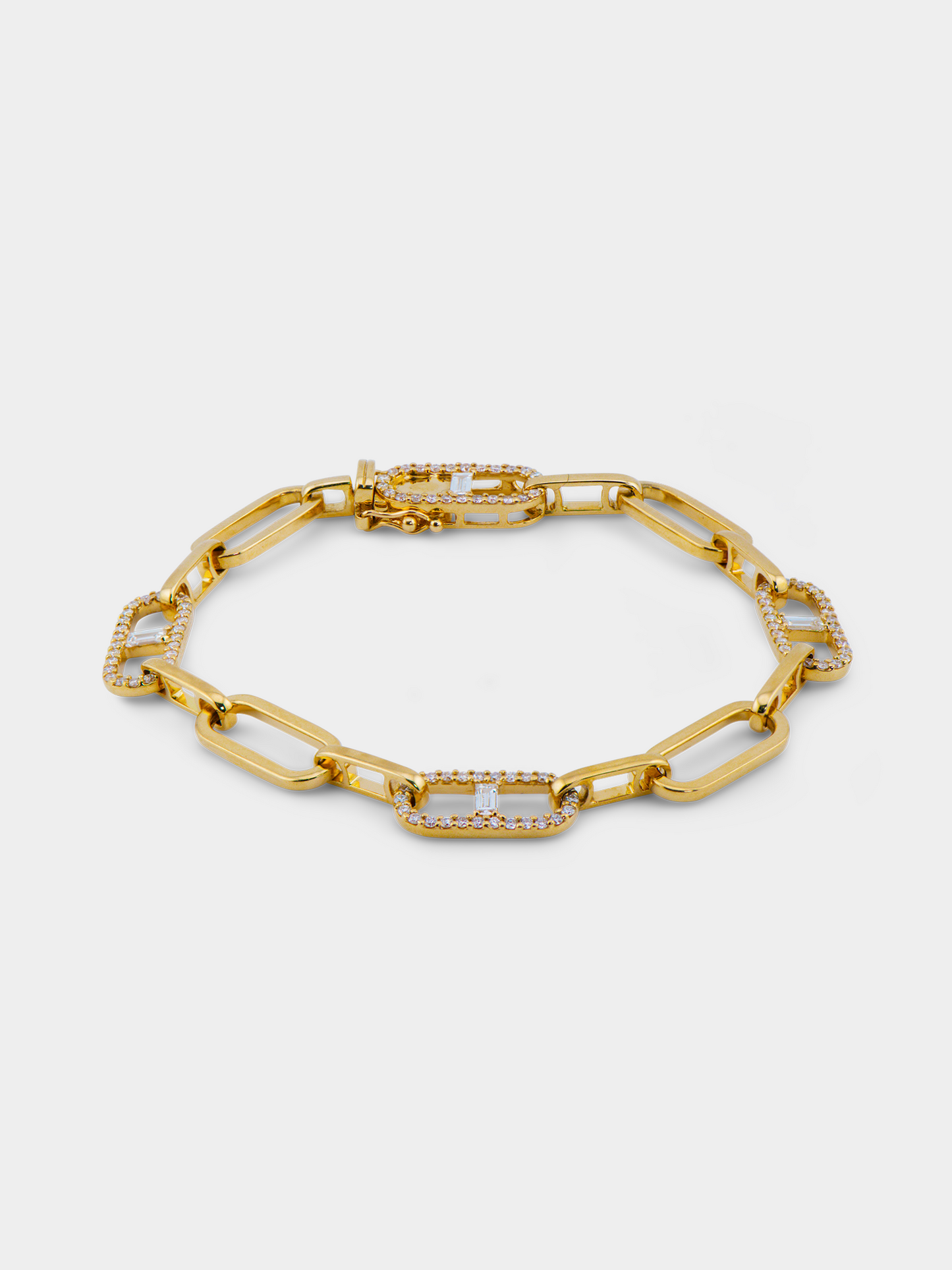 Mélange Diamond Paper Clip Bracelet - 18K Yellow