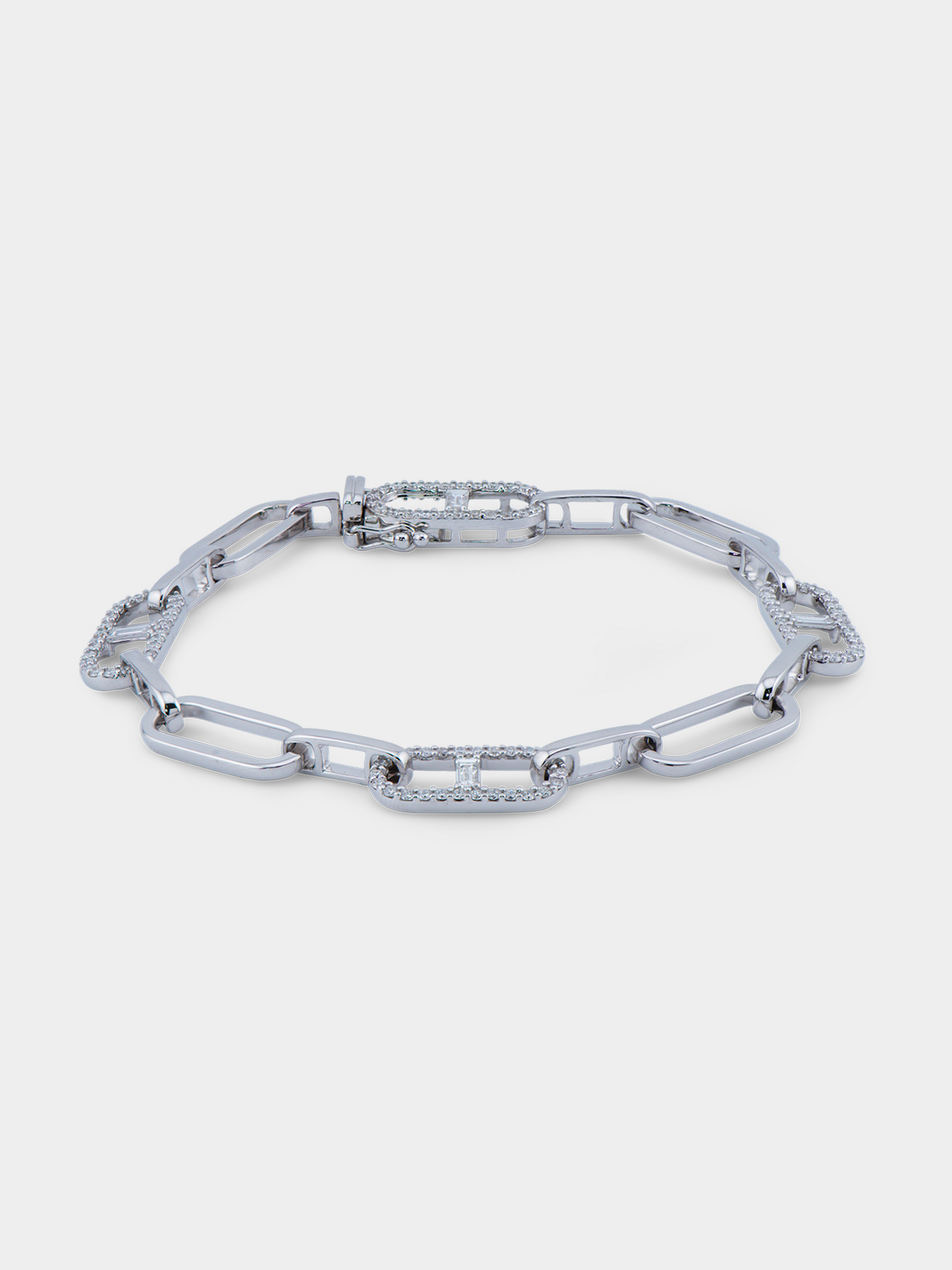 Mélange Diamond Paper Clip Bracelet - 18K White