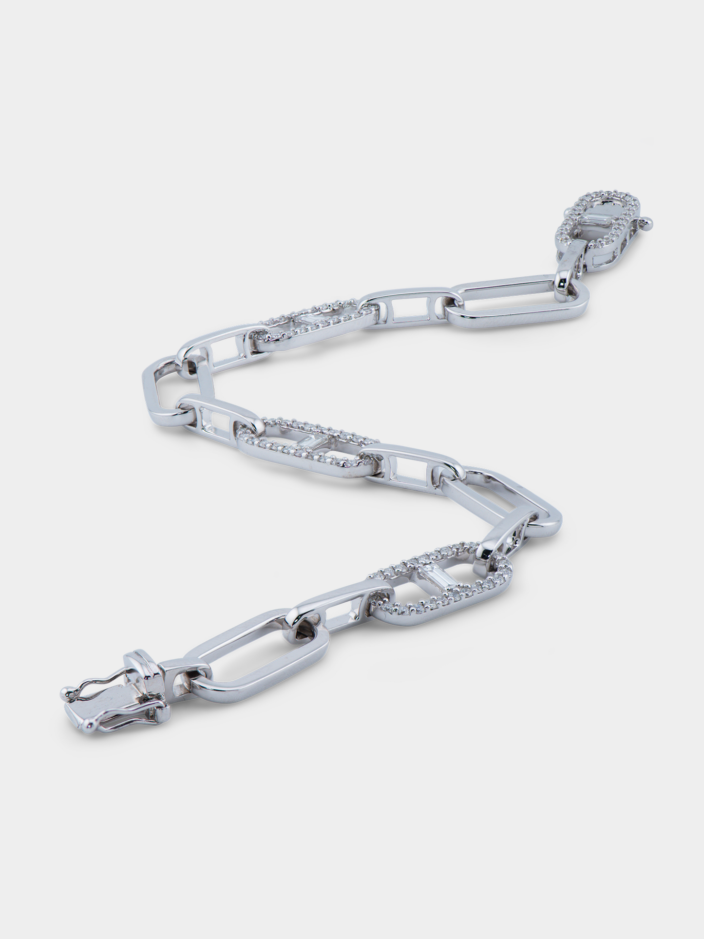 Mélange Diamond Paper Clip Bracelet - 18K White