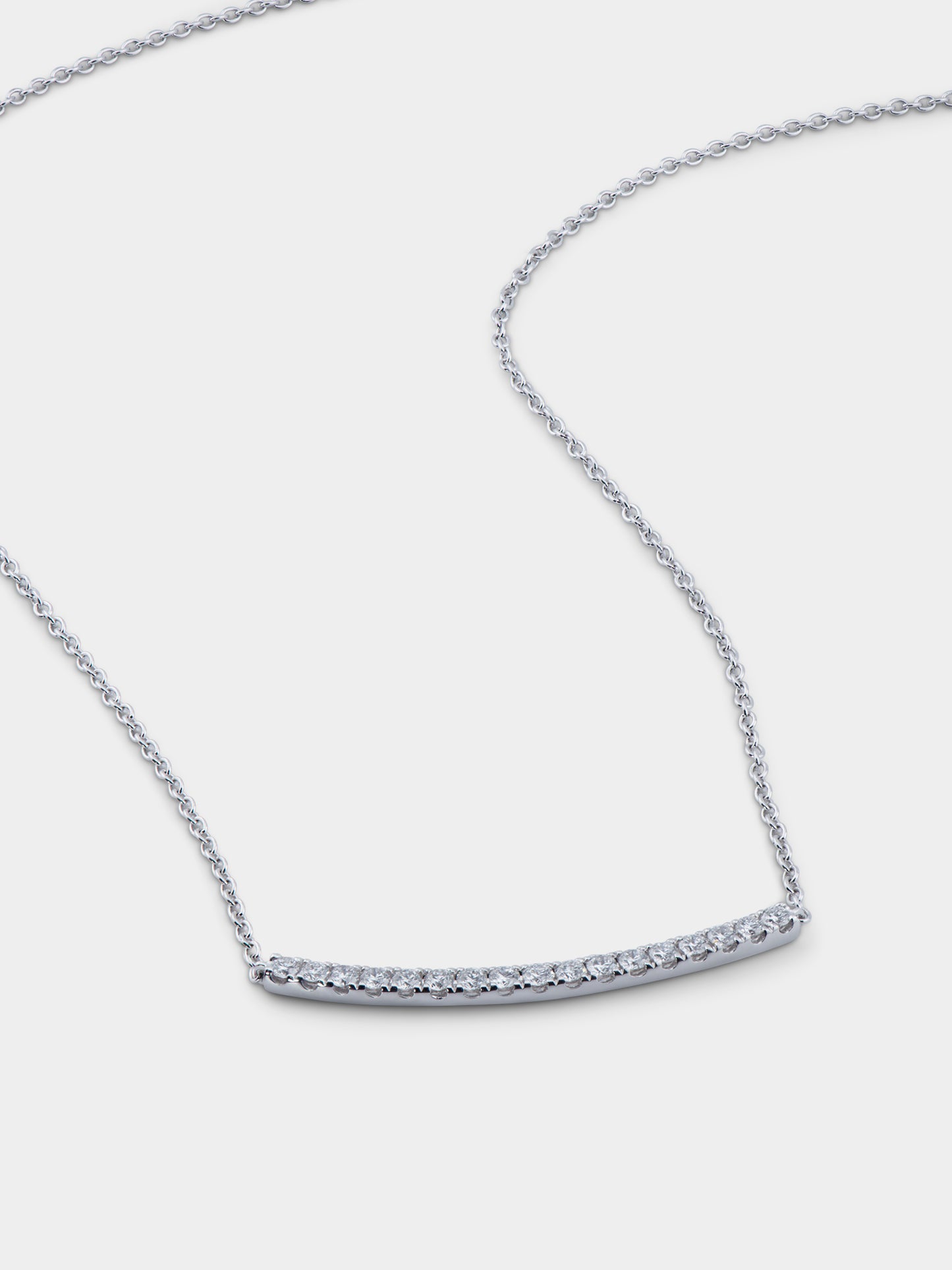 Diamond Curved Bar Necklace - 18k White