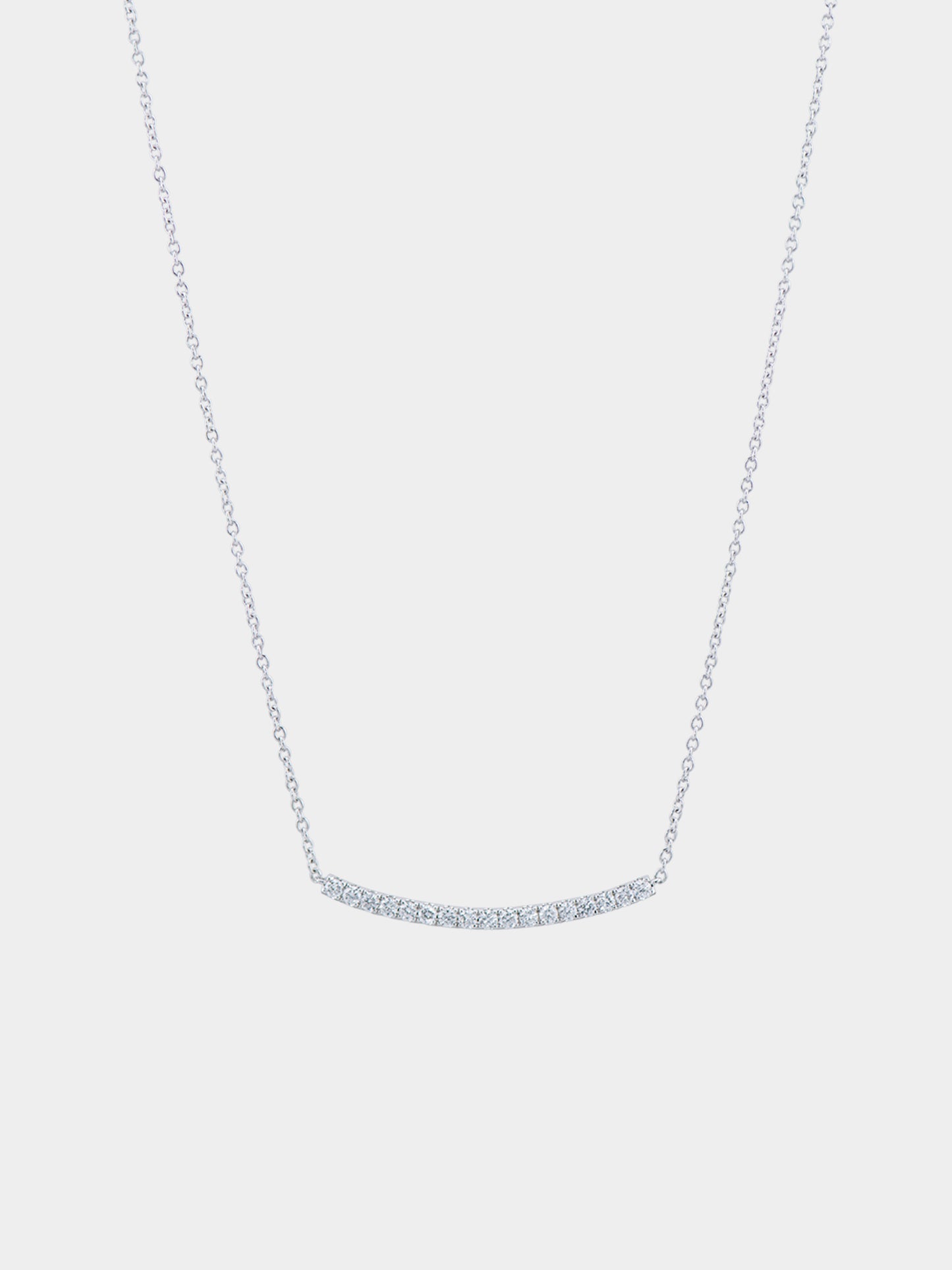 Diamond Curved Bar Necklace - 18k White