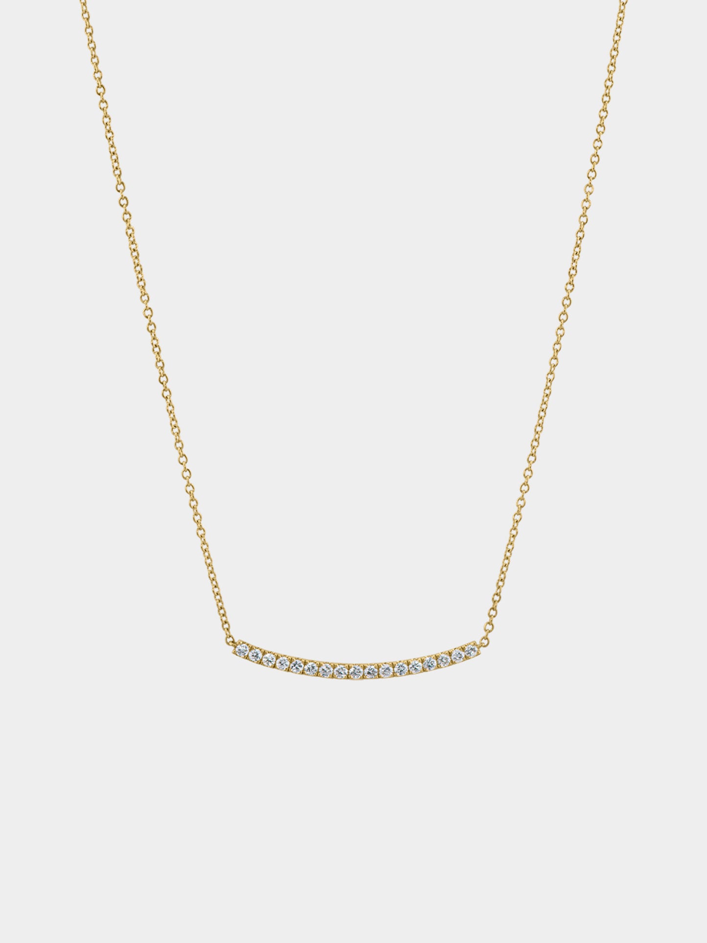 Diamond Curved Bar Necklace - 18k Yellow