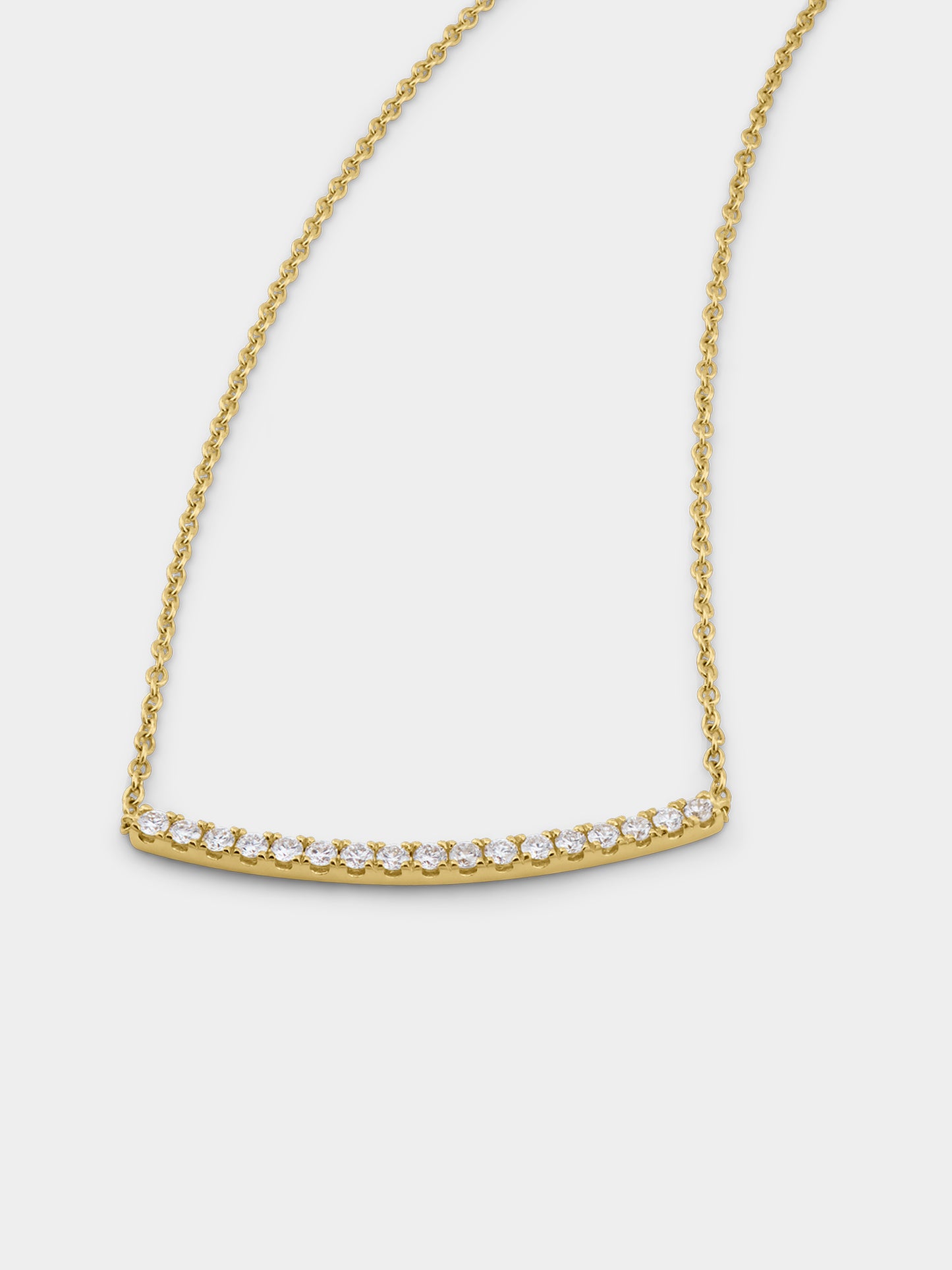 Diamond Curved Bar Necklace - 18k Yellow